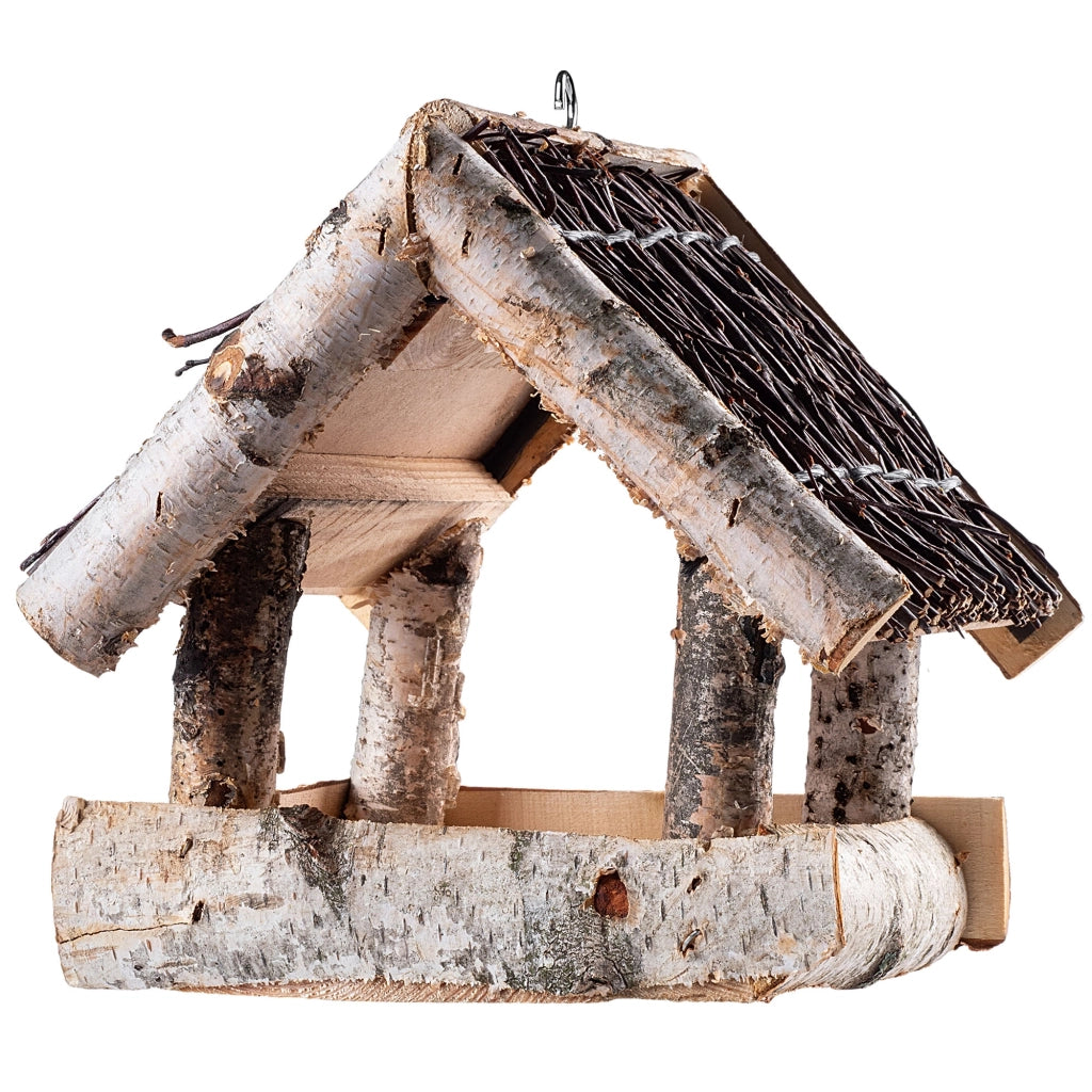 KADAX Grande mangiatoia per uccelli in legno da appendere, decorazione da giardino.
