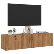 Mobile TV a Parete Rovere Artigianale 120x30x30cm in Truciolato 856021