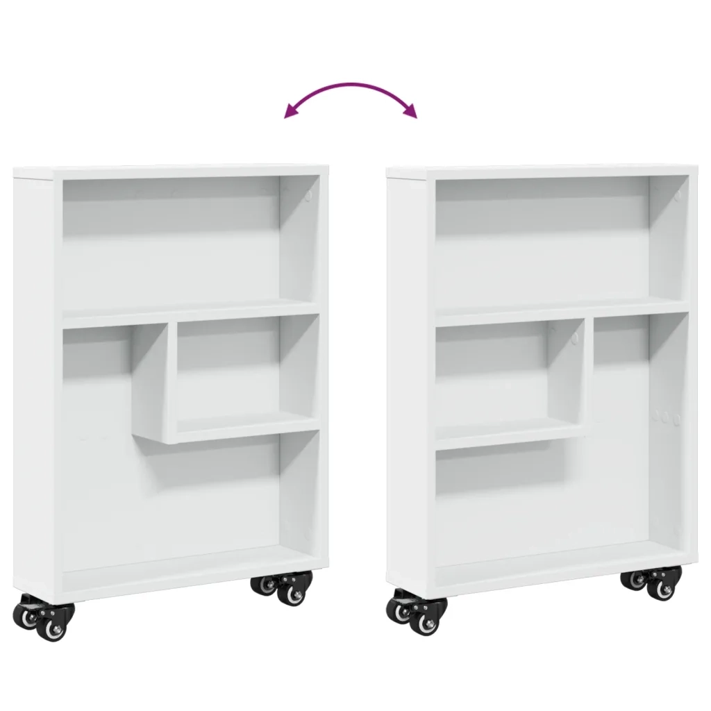 Carrello Portaoggetti Stretto Bianco 48x13x68 cm in Truciolato CFW2801404