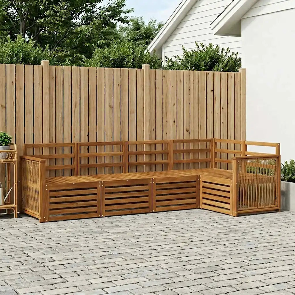 Set divano sezionale 4 pcs Naturale Legno di Acacia Massello