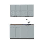Cucina completa Fame-Line Blu-grigio chiaro/Antracite 140 cm, PL Rovere Vicco