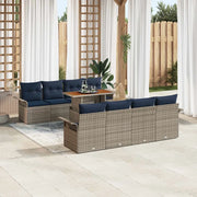 Set Divano da Giardino con cuscino 7 pcs grigio e blu navy