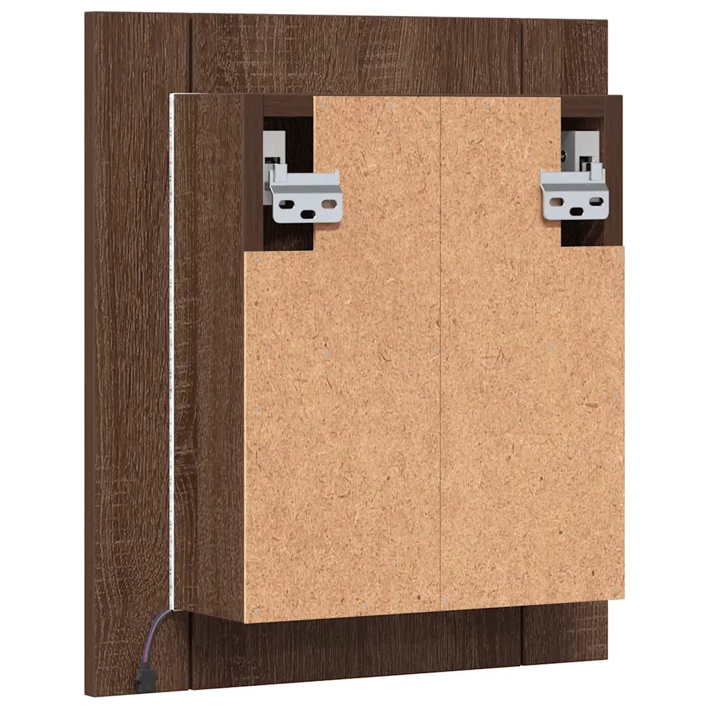 Mobile Bagno Specchio LED Rovere Marrone 40x12x45cm Multistrato 822835
