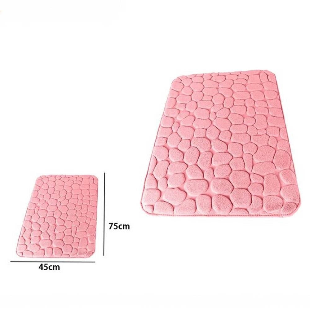 Trade Shop - Tappeto Tappetino In Tessuto Effetto Sassi Per Arredo Bagno 45 X 75cm Rosa 69976 -