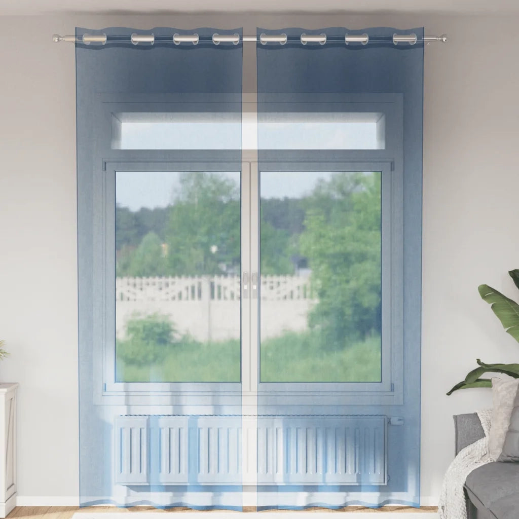 Tende in Voile con Occhielli 2 pz Blu Reale 4102118