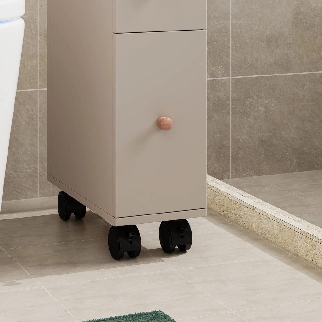Mobile da Bagno Broreynna a Rotelle con 2 Cassetti 66 x 15 x 33 cm - Avena Oatmeal [en.casa]