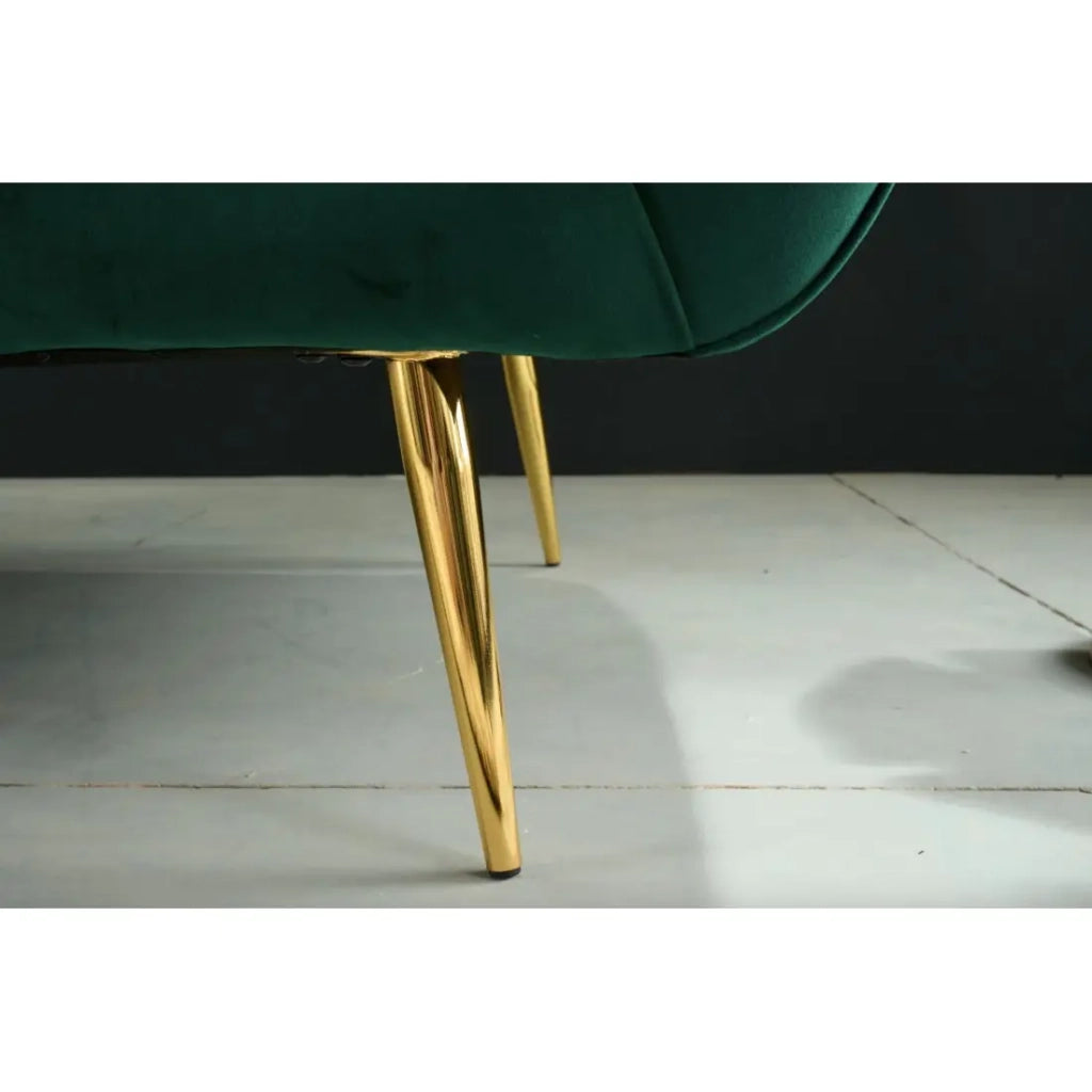 Divano dritto NORA 2 posti verde smeraldo – Divano elegante in velluto con piedi in metallo