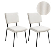 Set di 2 sedie da pranzo in velluto bianco sporco stile retrò seduta rotonda