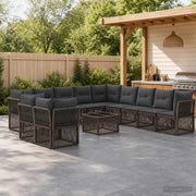 Set Divano da Giardino 12 pz Grigio polyrattan 3434279
