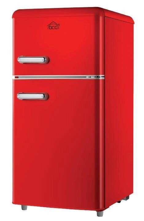 DCG MF100RCDP Linea Retro' Frigorifero Doppia Porta 100 L 86 cm Classe E colore Rosso