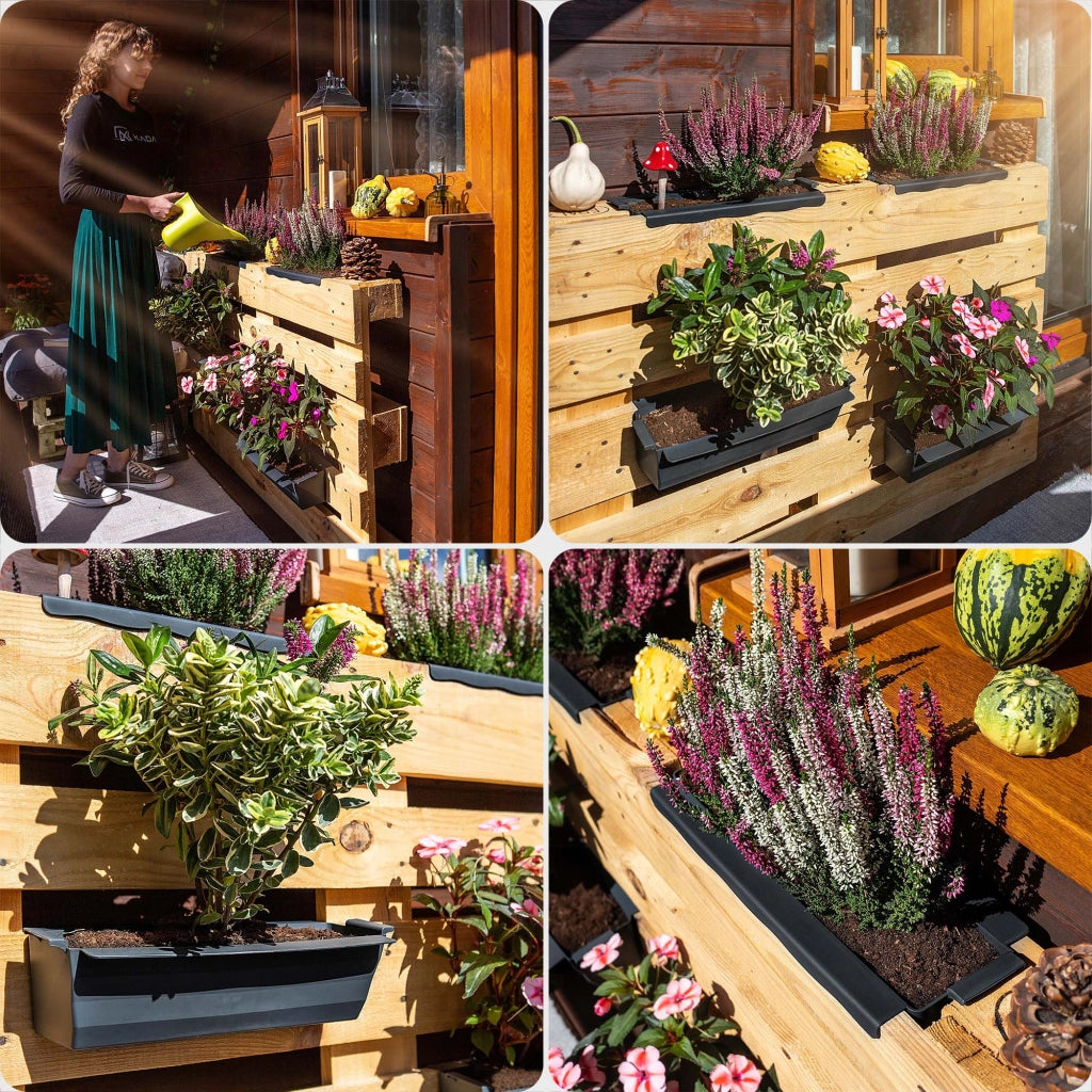 Vaso da fiori KADAX, vasi da fiori per Europallets, scatola da 40 cm, 16 pezzi