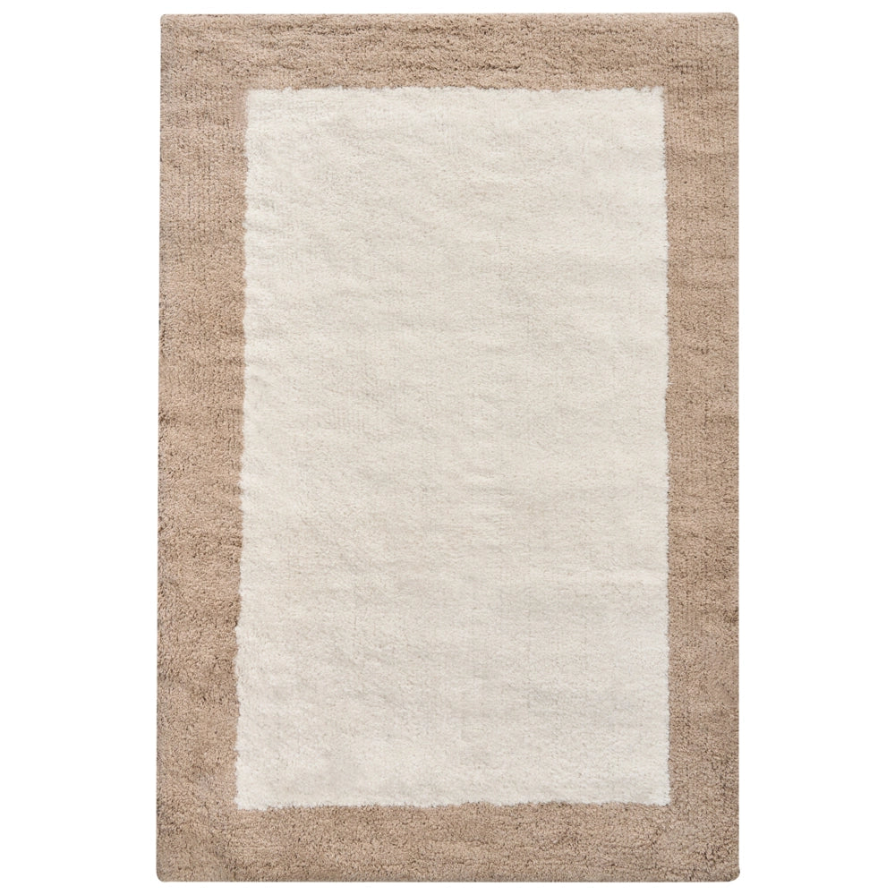 Tappeto da bagno moderno in cotone rettangolare 60 x 90 cm con motivo decorativo Accessori da bagno marrone e beige