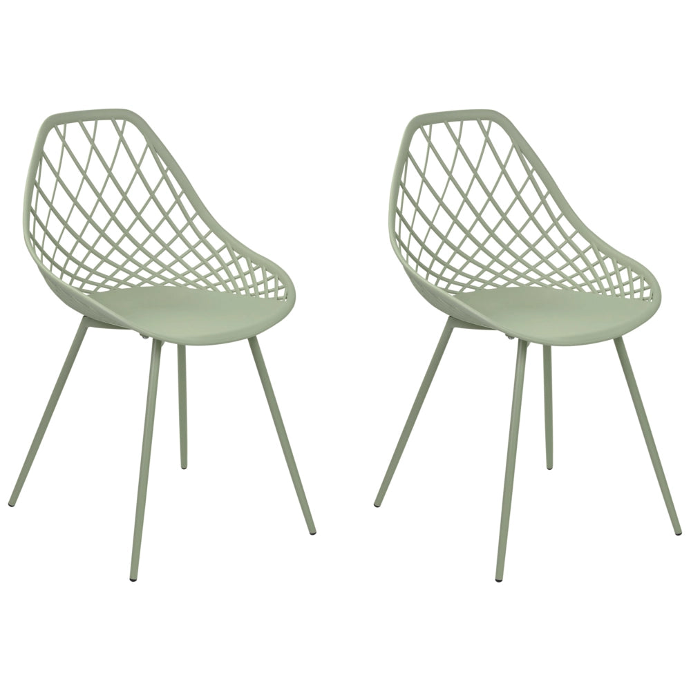 Set di 2 sedie da pranzo in materiale sintetico verde schienale netto design scandinavo moderno