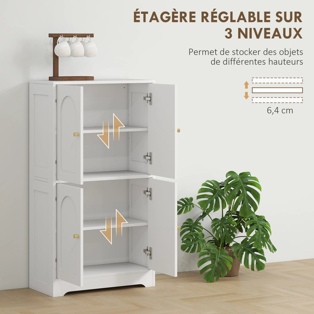 Mobile cucina con 4 ante e 2 ripiani regolabili ¨C zephmum ¨C bianco 60x30x110