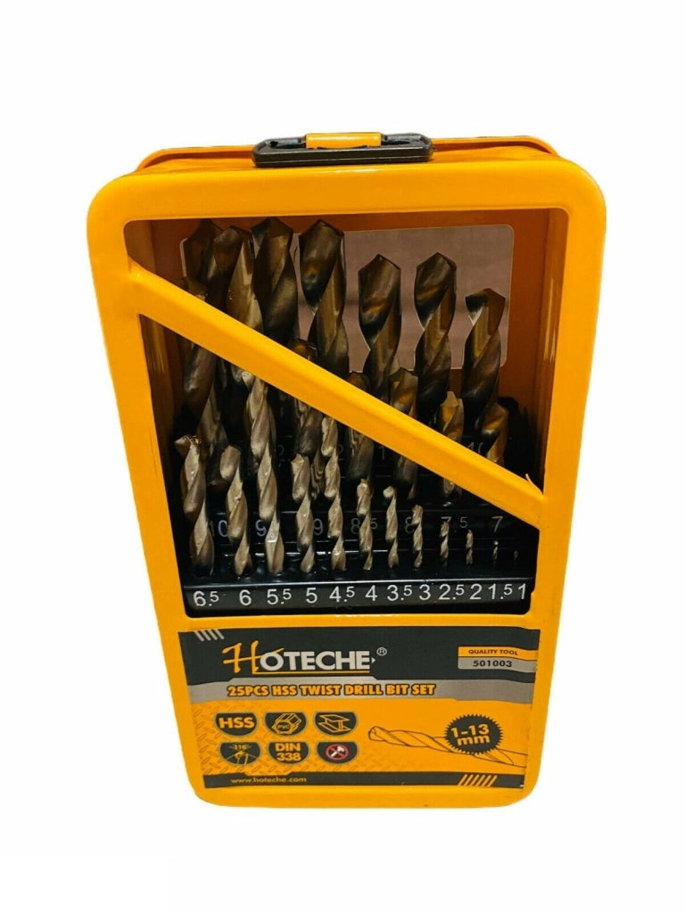 Punte Elicoidali per ferro da trapano micce HSS misure 1 a 13 mm Set di 25 pezzi