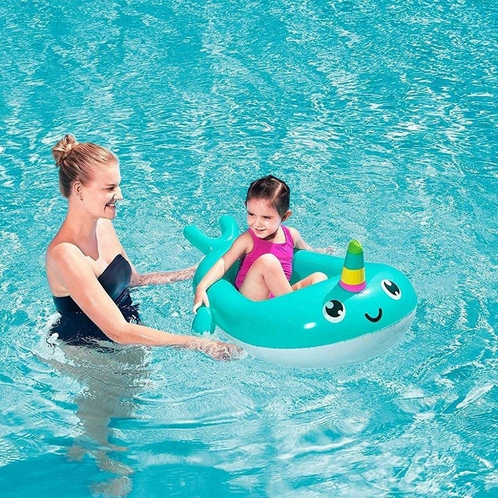 Trade Shop - Canotto Forma Narvalo Canottino Gonfiabile Piscina Mare 118x89 Cm Bambini 34120 -