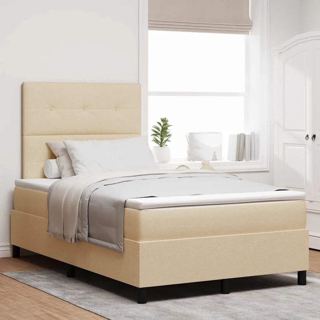 Letto a molle con materasso con led Crema 120 x 190 cm Tessuto