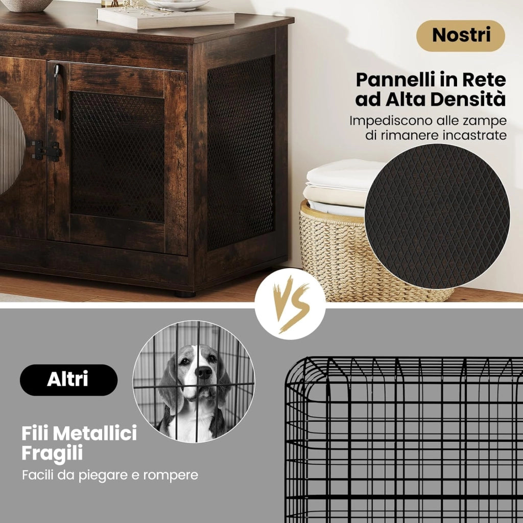 Mobile Lettiera per Gatti 82 x 47 x 60 cm, Casetta in Legno per Animali con Rete Traspirante in Metallo Robusto e Anta, Gabbia Multiuso per Gatti