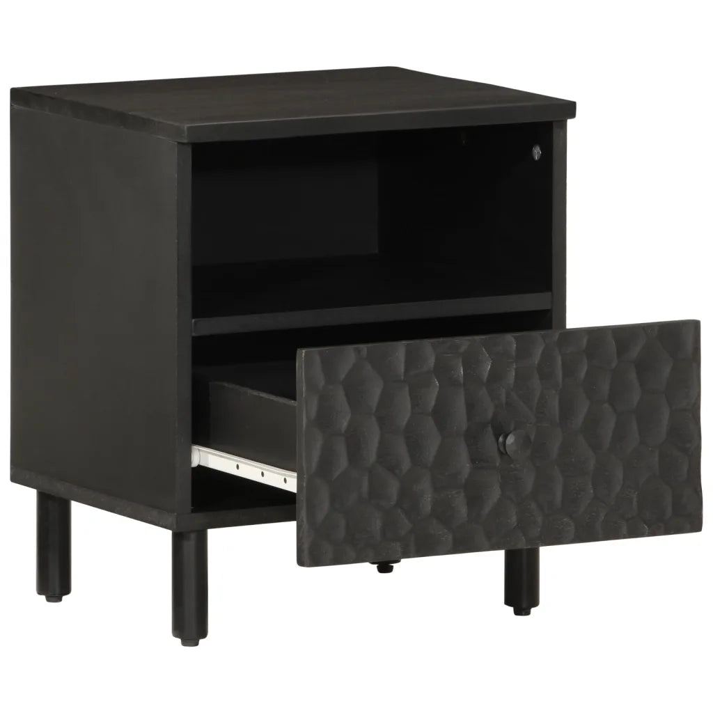 Comodini 2pz-Set di 2 Tavolino da notte Neri 40x33x46 cm in Legno Massello di Mango 791525