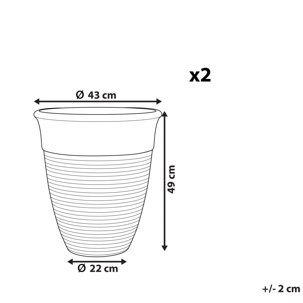 Set di 2 vasi da fiori in pietra e poliresina grigia ø 43 cm interno ed esterno per tutte le stagioni