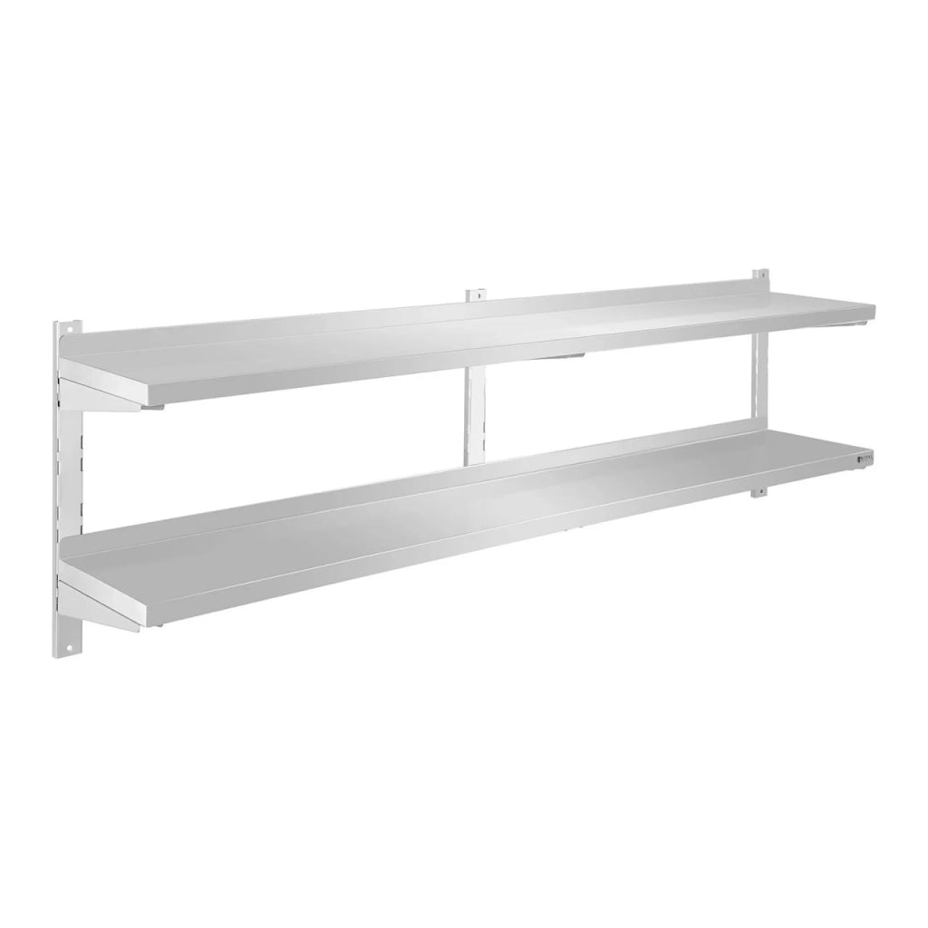 Scaffale professionale da parete con 2 ripiani 180 cm acciaio inox 14_0001546