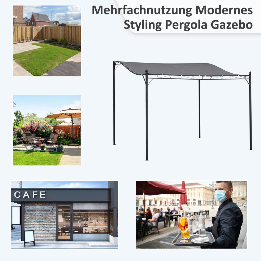 Pergola da giardino in metallo grigio ¨C zephmum ¨C 297x297x226 cm
