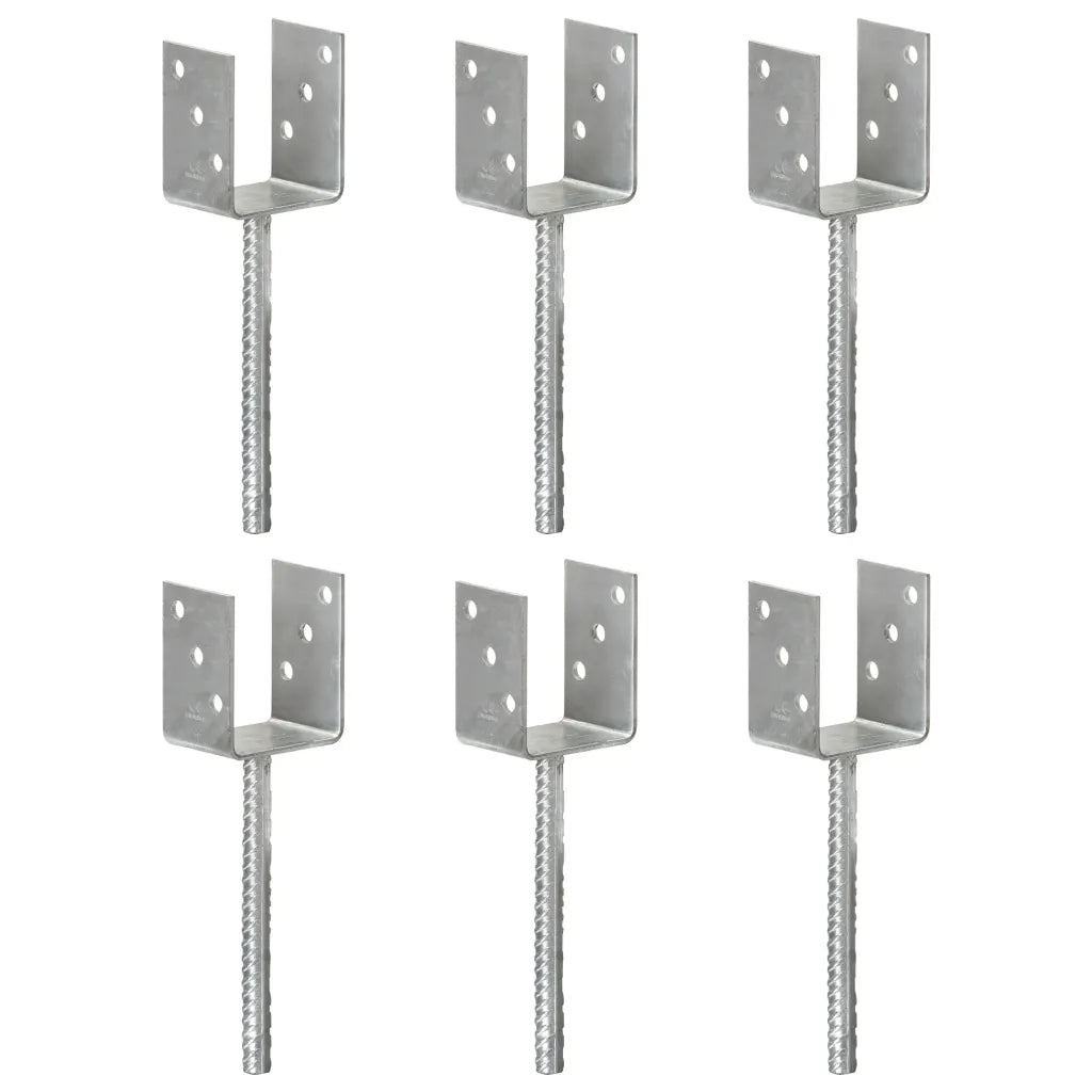 Picchetti per Recinzione 6 pz Argento 8x6x30 cm Acciaio Zincato 145314