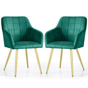 Set di 2 Sedie imbottite con cuciture quadrate LUXANO Verde Bottiglia gambe oro