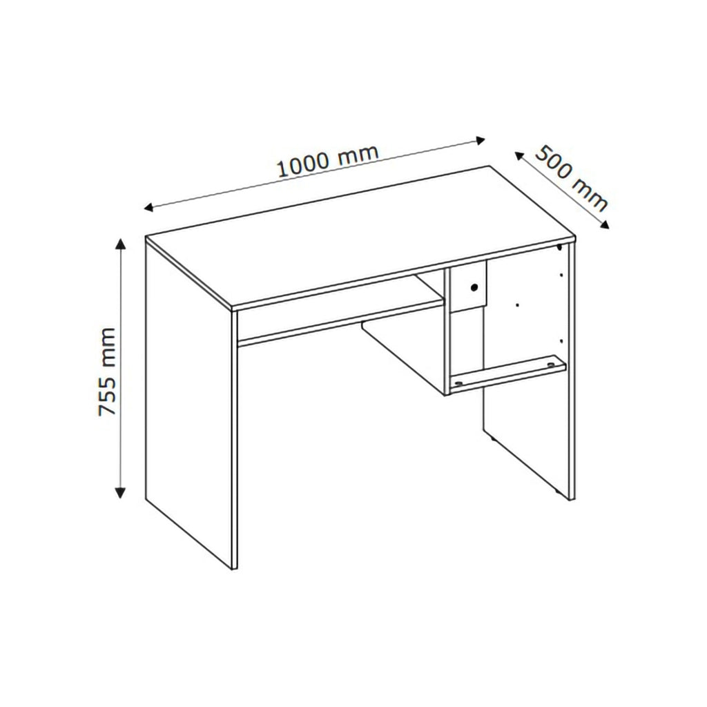 Linimi, Scrivania 2 Cassetti, 71x33x75h cm Marrone Rovere Nodi