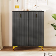 Credenza Scarpiera con Cassetti e Ripiani ¨C Xylo ¨C Bianco con Decori Dorati