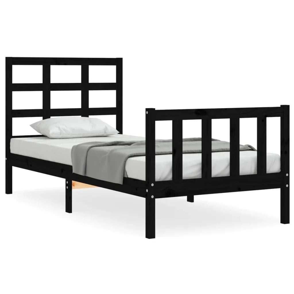 Giroletto con Testiera Nero Small Single in Legno Massello 3192065