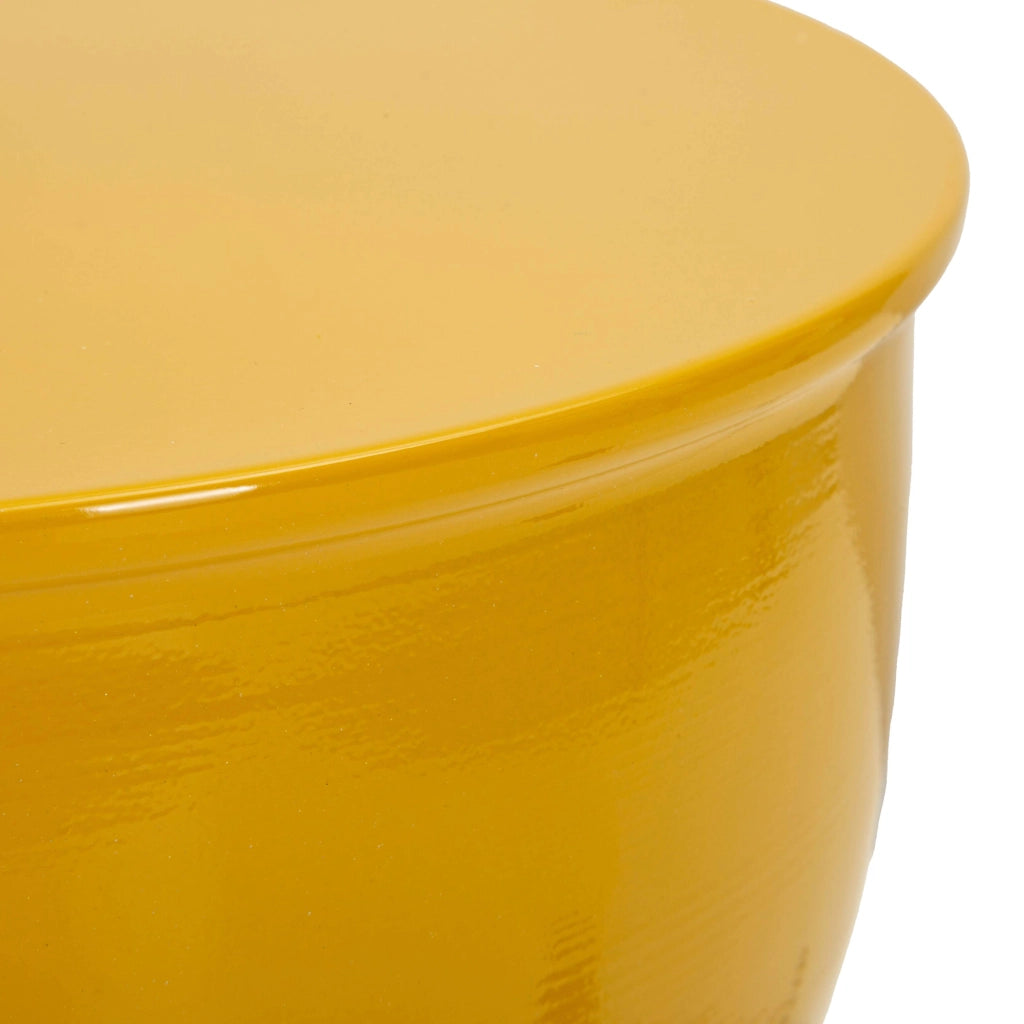 Gorkha, Tavolino da Salotto Forma Rotondo, 33x50x33h cm Giallo Senape