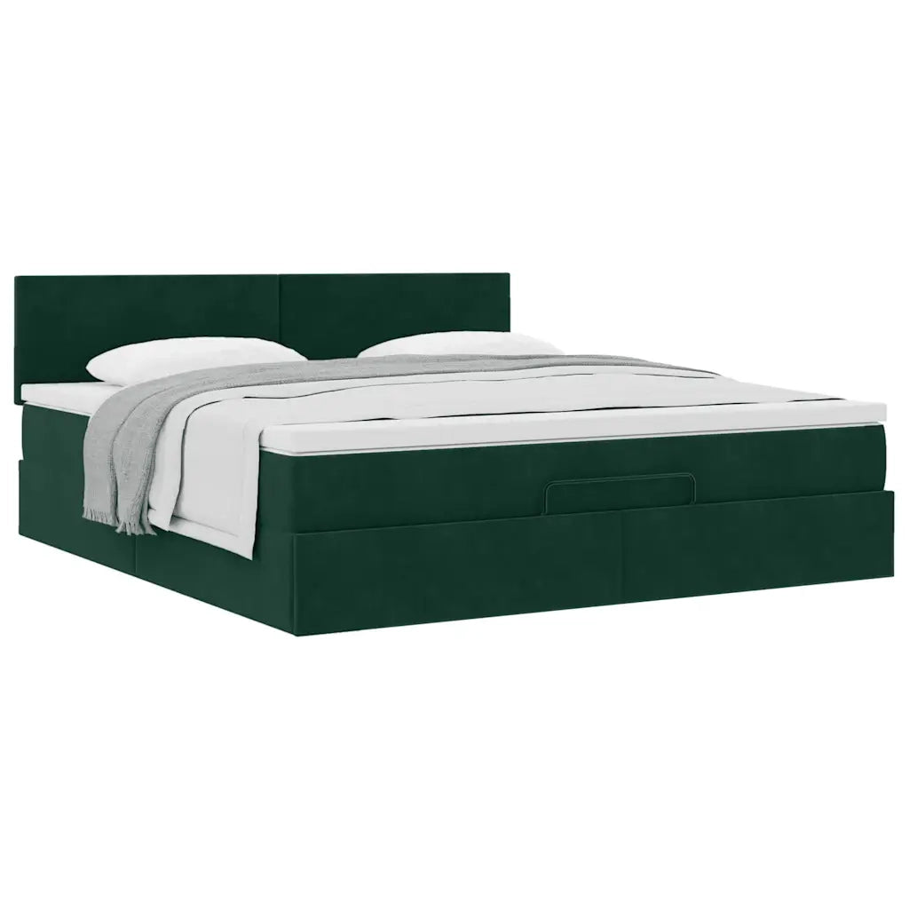 Struttura Letto Pouf con Materasso 160x200 cm in Velluto