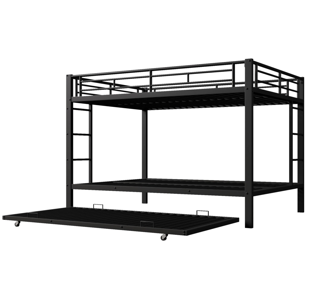 Letto a castello in metallo 140x200 cm con letto estraibile; nero
