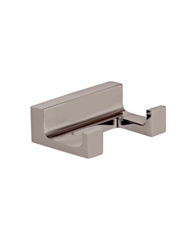 Appendiabiti doppio NIL in metallo spazzolato grigio ottone 6x4,2x2,1 cm