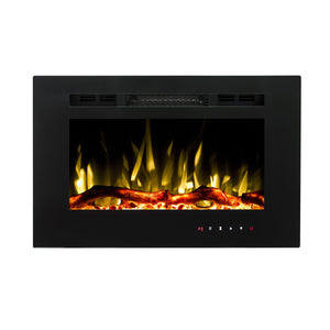 Camino Elettrico da Incasso 42x66x13,5 cm Effetto Fiamma 1500W Aladin Nero