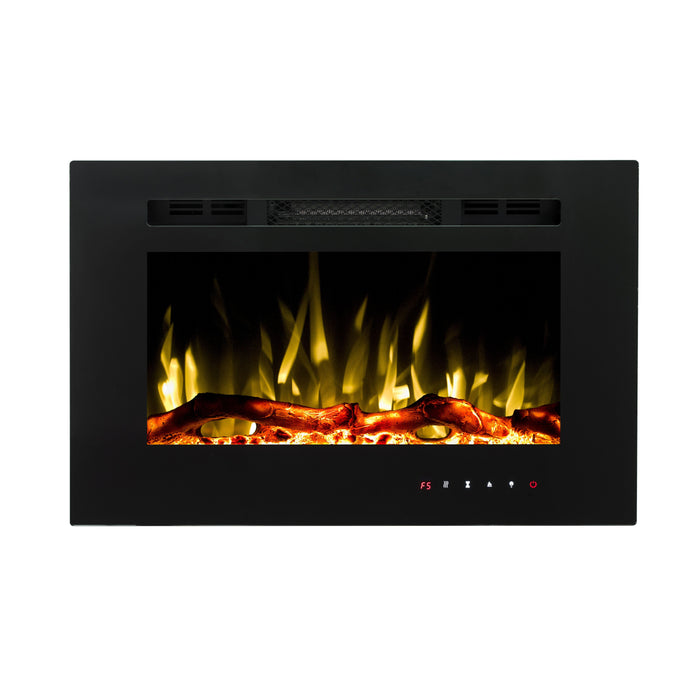 Camino Elettrico da Incasso 42x66x13,5 cm Effetto Fiamma 1500W Aladin Nero