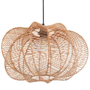 Lampada a sospensione in rattan naturale Paralume in ferro nero Base Boho Lightning Luce a sospensione Soggiorno Camera da letto Corridoio