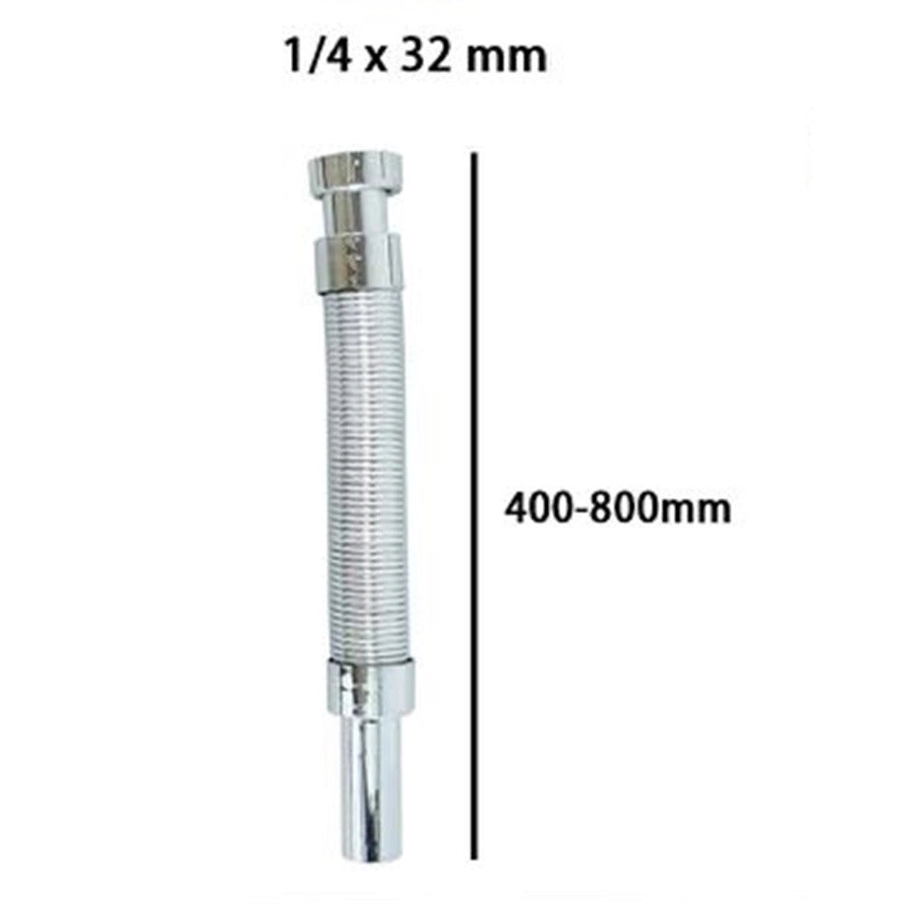 Trade Shop - Canotto Tubo Di Scarico Flessibile Estensibile Lavabo Lavello 400-800mm 1/4 10071 -