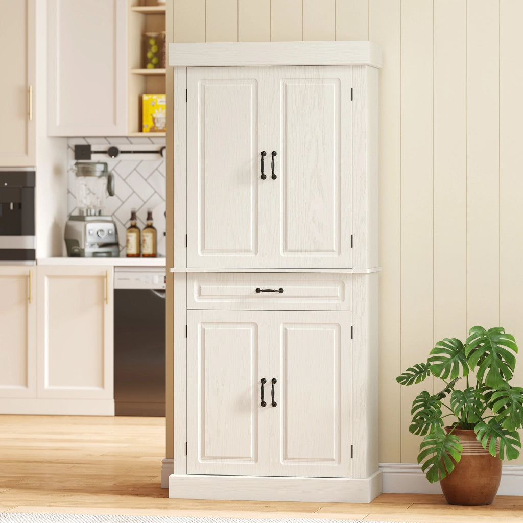 Credenza Cucina con Ante e Cassetto ¨C Zephmum ¨C Bianco 80x35x180cm