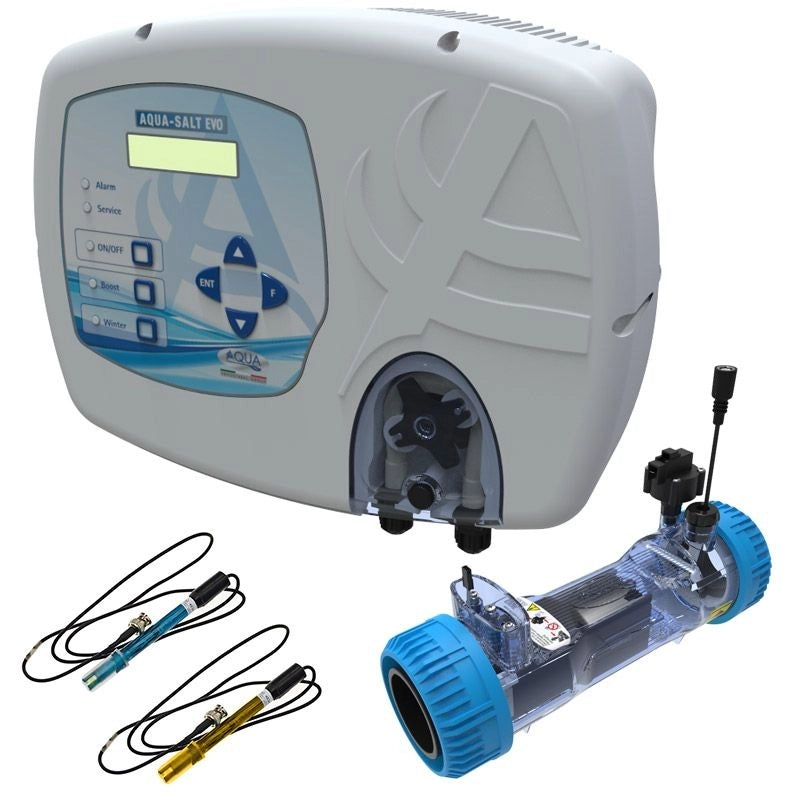 Sterilizzatore Aqua Salt Evo Con Sensore Di Flusso, Regolatore Ph, Lettura Cloro Tramite Sensore Redox E Cella Elettrolitica Per Piscine Fino A 150 M?