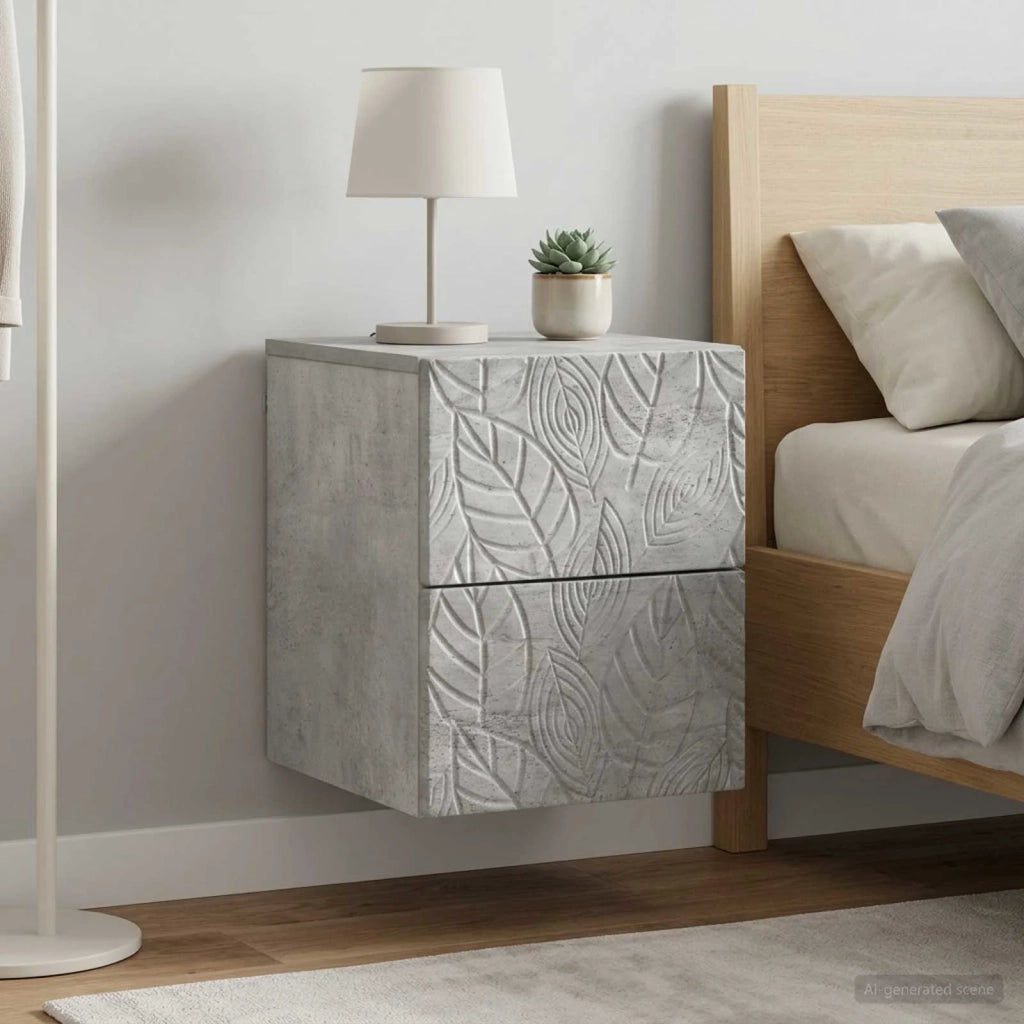 Mobiletto da notte a muro 2 pcs Grigio Cemento 898812