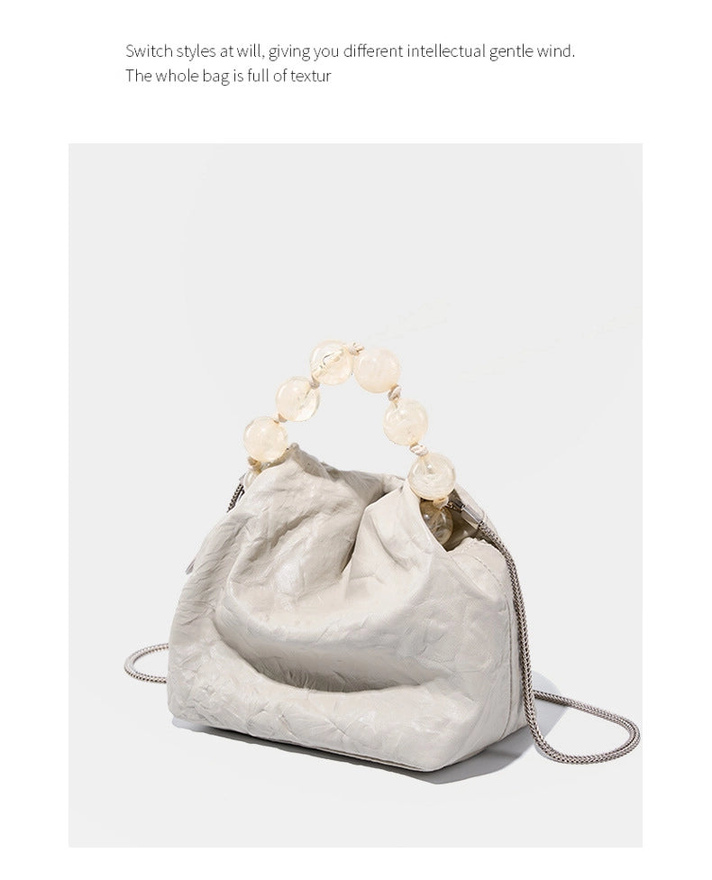 Borsa a tracolla Stachel da donna in vera pelle, bianca