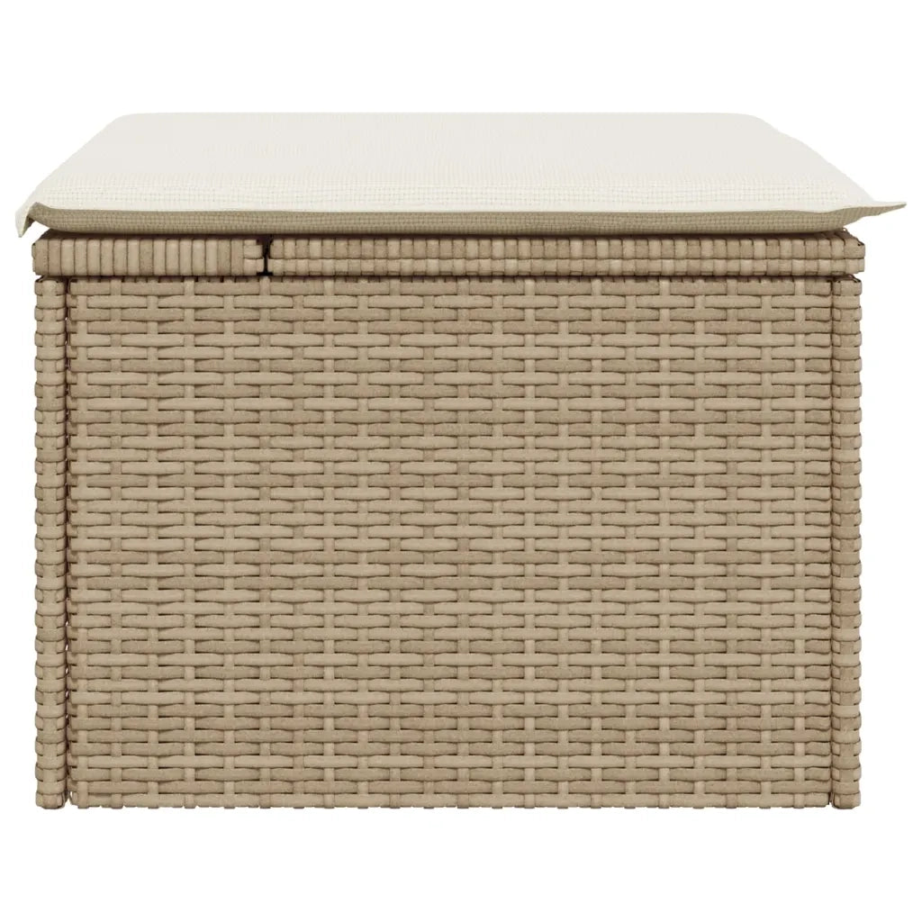 Sgabello Giardino con Cuscino Beige 55x55x37 cm in Polyrattan 366057
