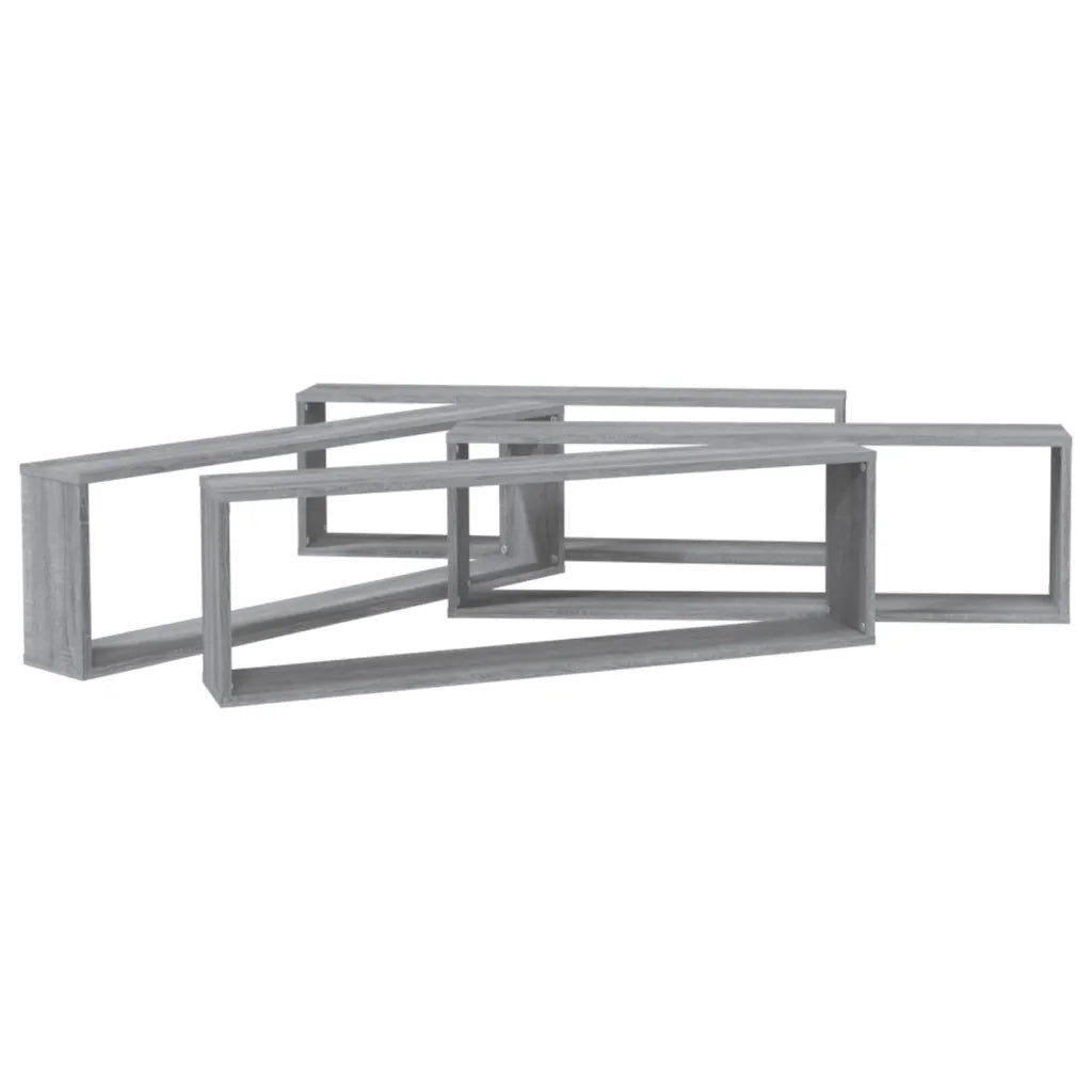 Mensole Cubo Muro 4pz Grigio Sonoma 100x15x30 Legno Multistrato 815910