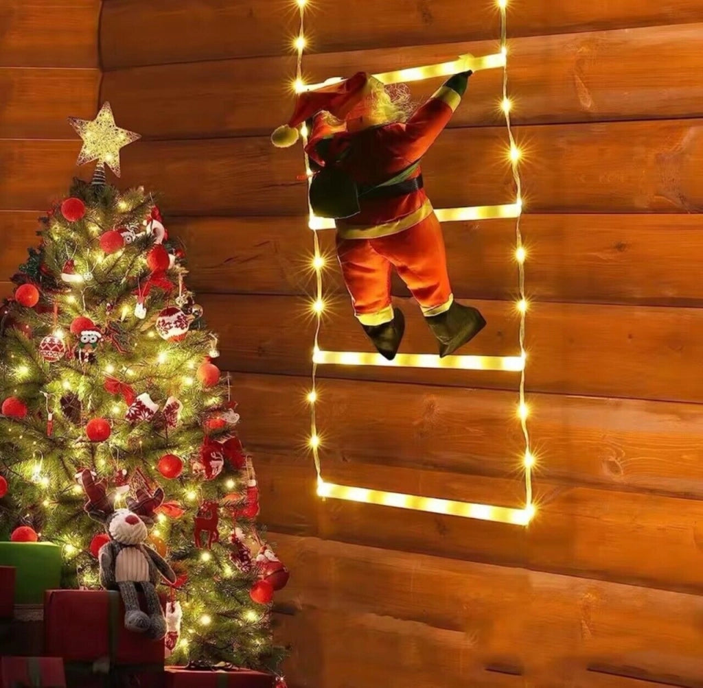 Babbo Natale su scala luminosa a LED per decorazioni natalizia luci calda fredda