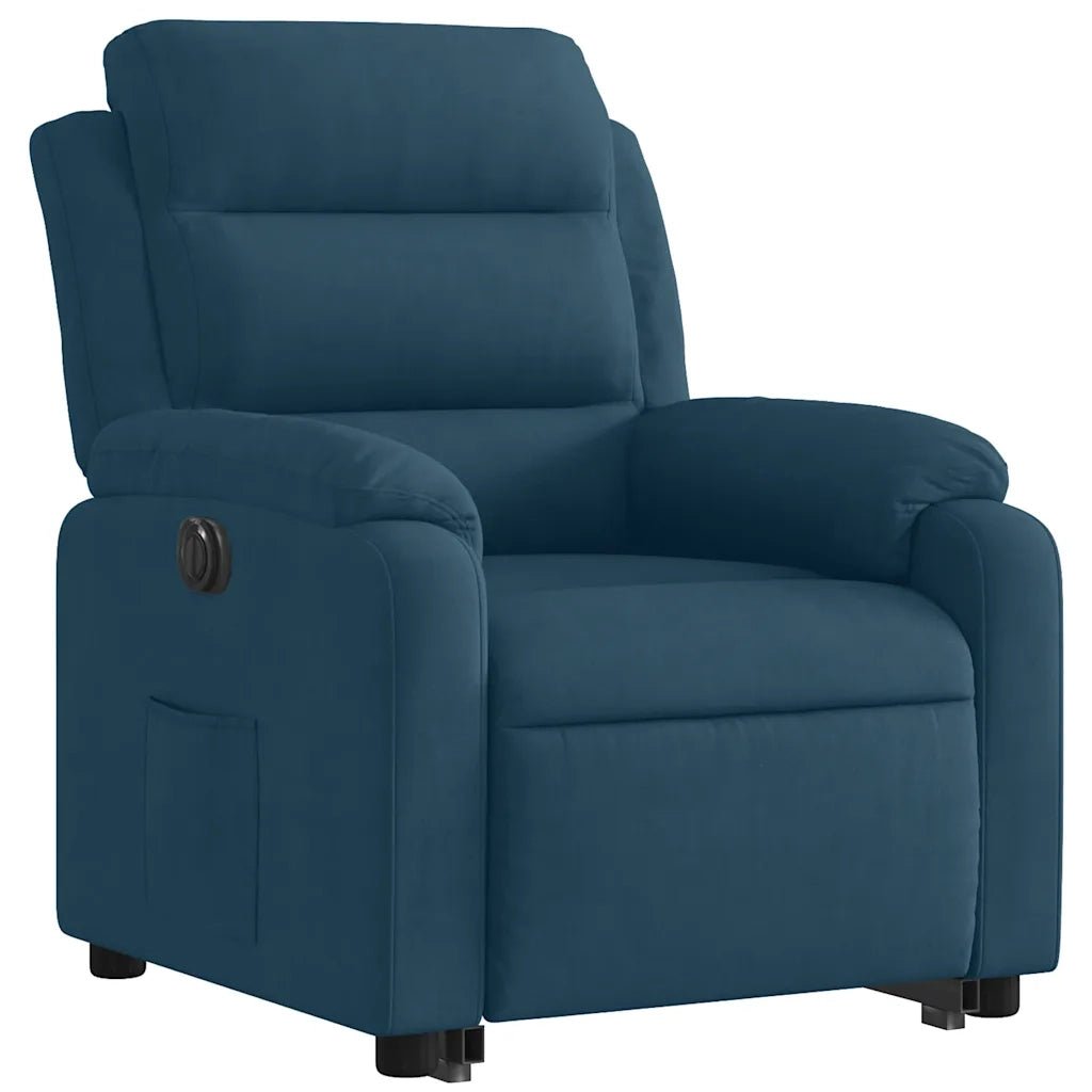 Poltrona Alzapersona Reclinabile Elettrica Blu in Velluto