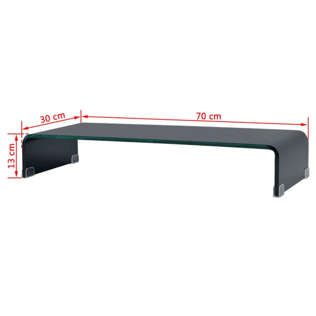Mobile TV credenza design pratico supporto per monitor 70 cm vetro nero 2502230