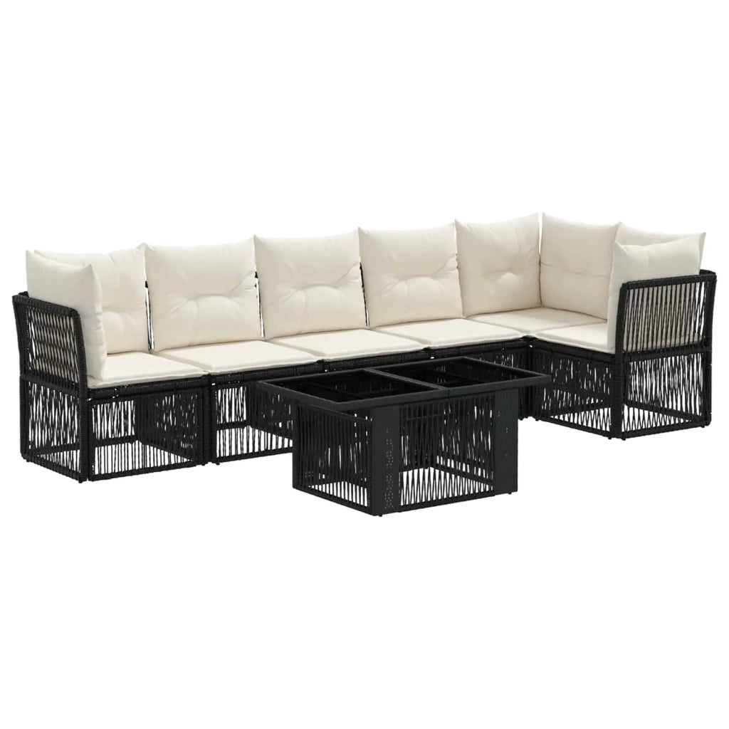 Set Divano da Giardino 7 pz Nero polyrattan 3436468