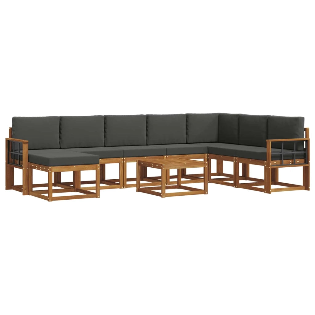 Set di divani da esterno con cuscino 9 pcs Naturale e Antracite 3366860